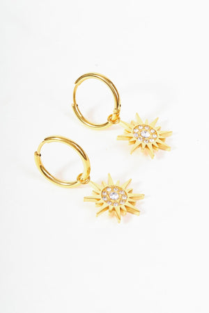 Carraig Donn Gold Sunburst Drop Earrings