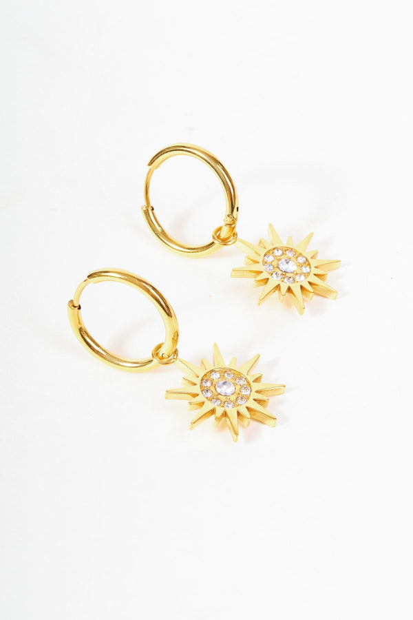 Carraig Donn Gold Sunburst Drop Earrings