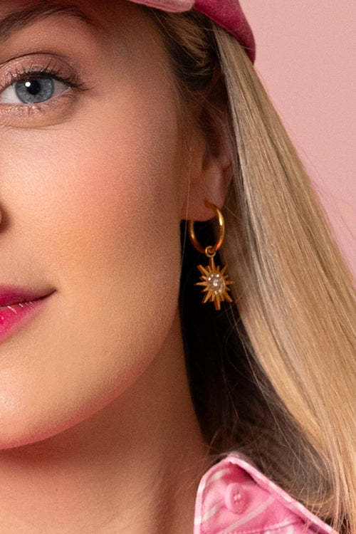 Gold Sunburst Drop Earrings
