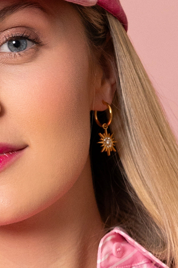 Carraig Donn Gold Sunburst Drop Earrings