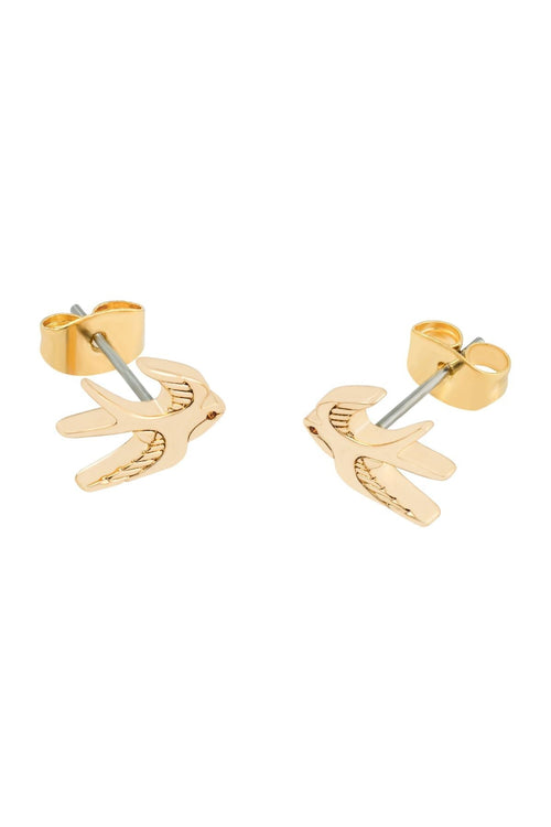 Gold Swallow Stud Earrings