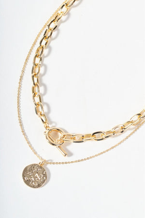 Carraig Donn Gold T-Bar & Disc Necklace