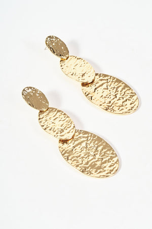 Carraig Donn Gold Three Disc Drop Earrings