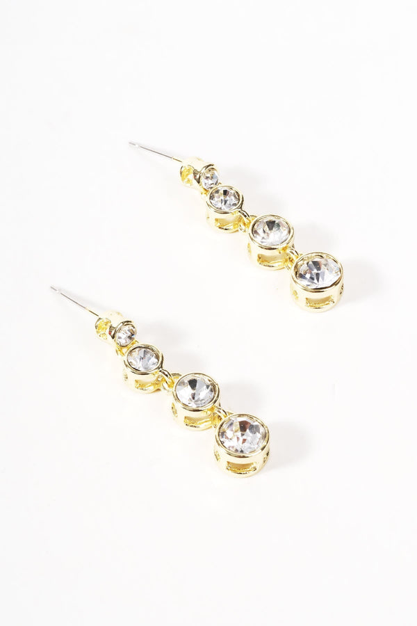 Carraig Donn Gold Three Stone Drop Earrings
