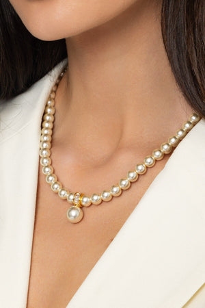 Gold Tone Drop Pearl Necklace