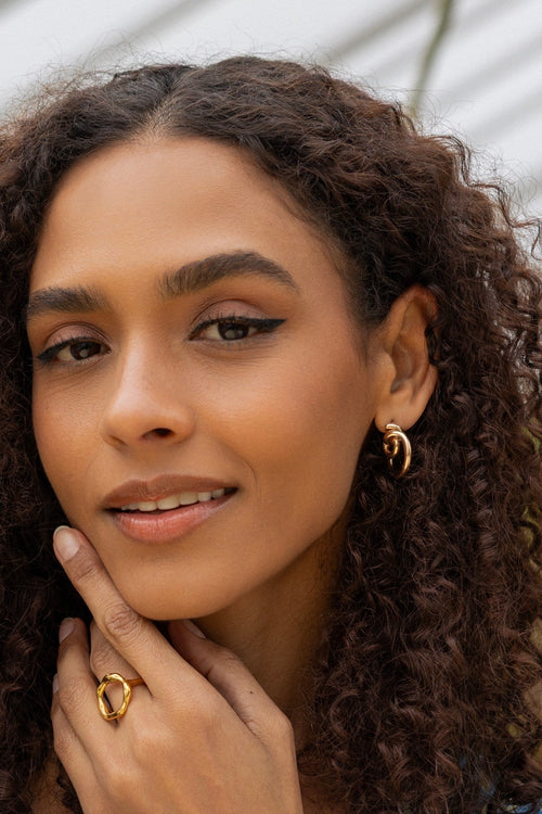 Gold Twist Stud Earrings