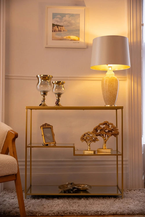 Gold Finish Jane Low Bookcase