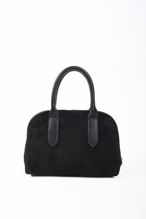 Carraig Donn Grab Handle Faux Suede Bag in Black