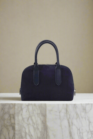 Carraig Donn Grab Handle Faux Suede Bag in Navy