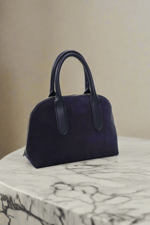 Carraig Donn Grab Handle Faux Suede Bag in Navy