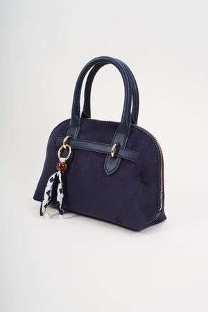 Carraig Donn Grab Handle Faux Suede Bag in Navy