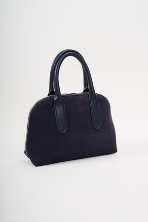 Carraig Donn Grab Handle Faux Suede Bag in Navy