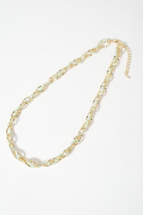 Carraig Donn Green Bead & Chain Necklace