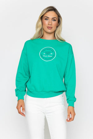 Carraig Donn Green Cotton Blend Logo Sweatshirt