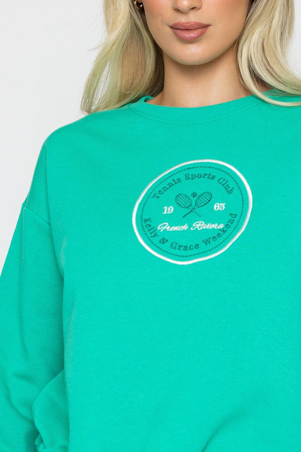 Carraig Donn Green Cotton Blend Logo Sweatshirt