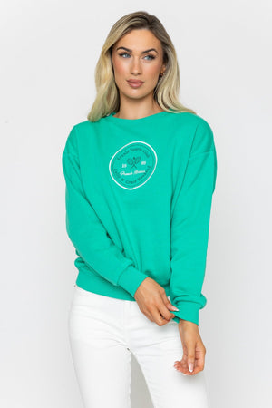 Carraig Donn Green Cotton Blend Logo Sweatshirt
