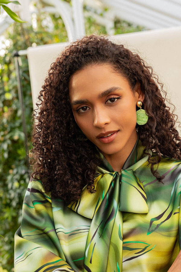 Carraig Donn Green Crinkle Disc Earrings