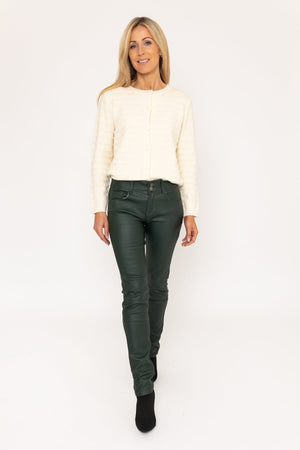 Carraig Donn Green Faux Leather Skinny Jeans