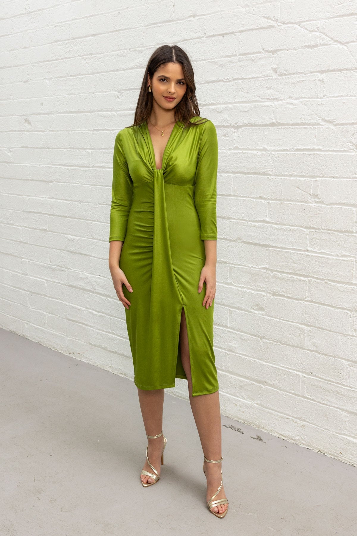 Green Fitted Midi Dress