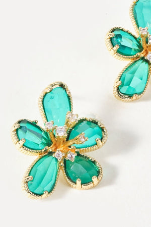 Carraig Donn Green Flower Stud Earrings