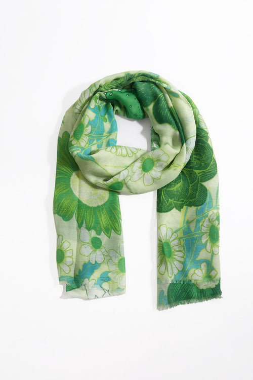 Carraig Donn Green Large Floral Print Scarf