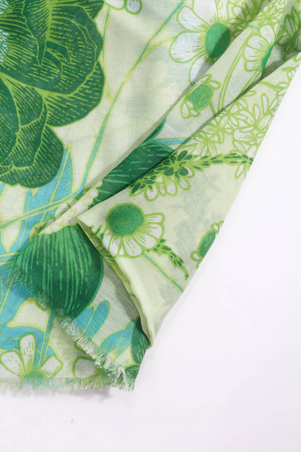 Carraig Donn Green Large Floral Print Scarf