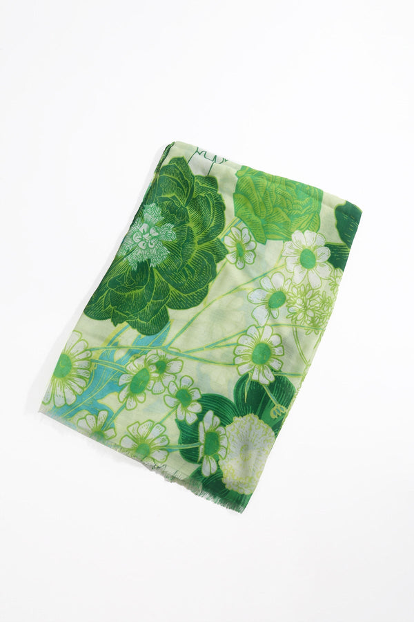 Carraig Donn Green Large Floral Print Scarf