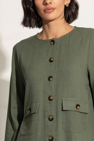 Carraig Donn Green Linen Blend Jacket