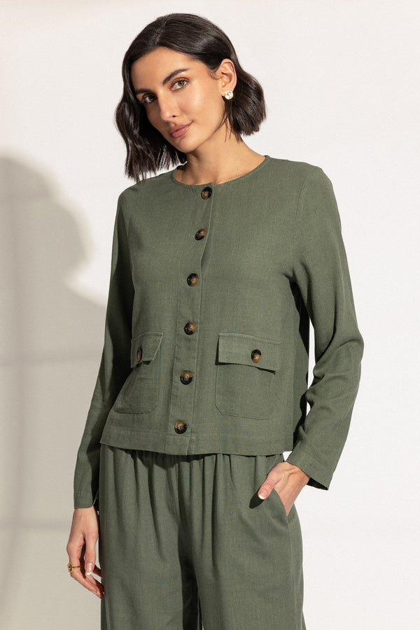 Carraig Donn Green Linen Blend Jacket
