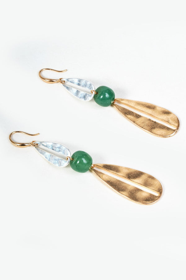 Carraig Donn Green Mixed Metal Drop Earrings