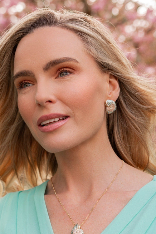 Green & Pink Shell Earrings