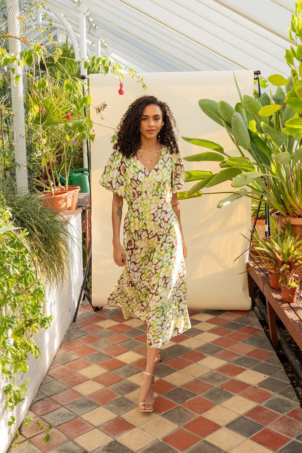 jade green midi dress Green Print Jade Midi Dress | Ladies Fashion