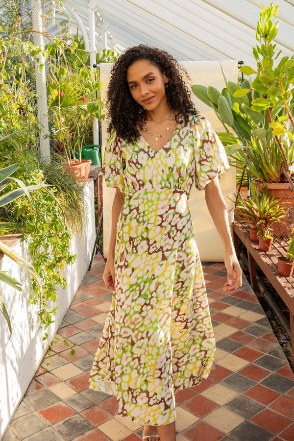 green print midi dress Green Print Jade Midi Dress | Ladies Fashion