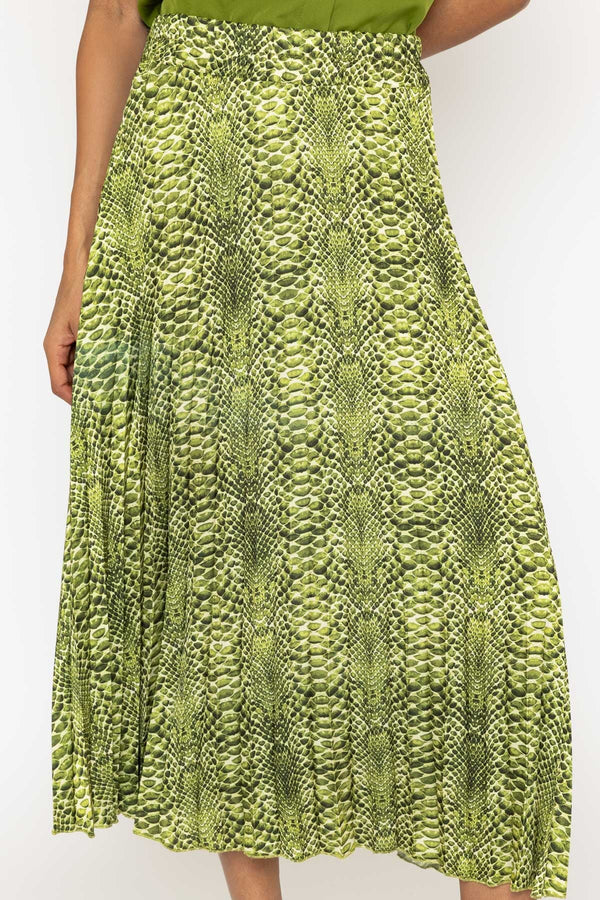 Carraig Donn Green Print Pleated Midi Skirt