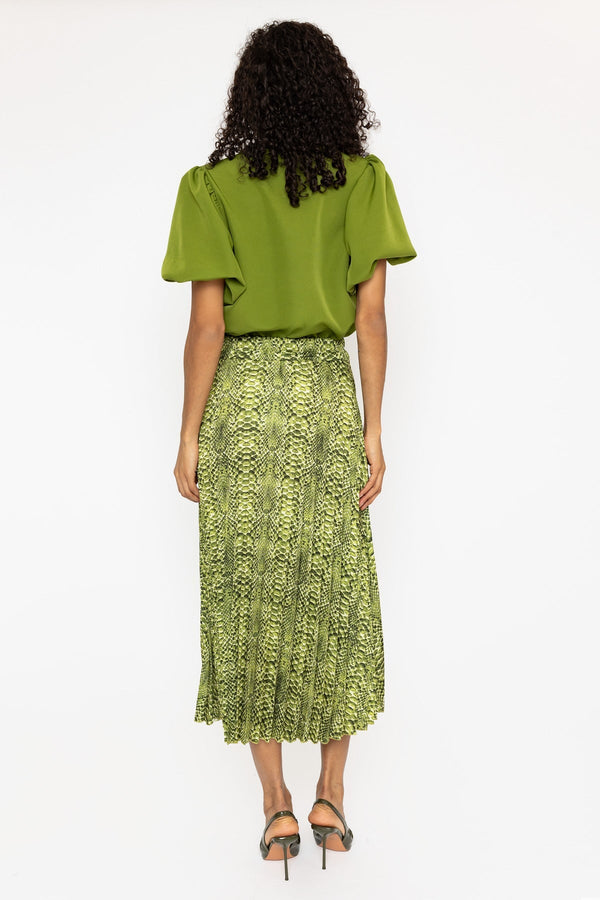 Carraig Donn Green Print Pleated Midi Skirt