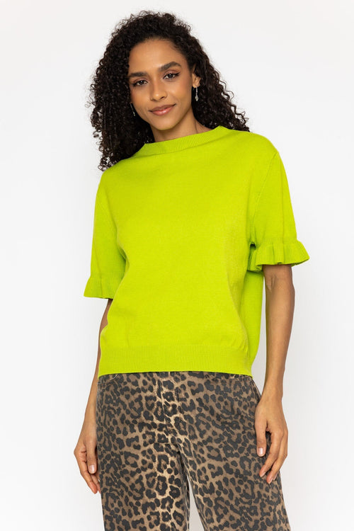 Green Short Sleeve Viscose Blend Knit