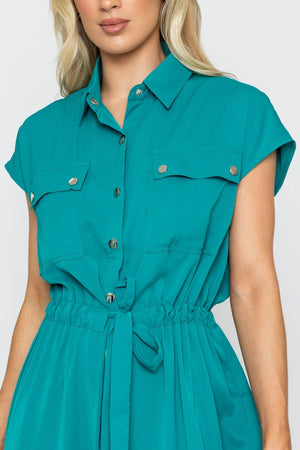 Carraig Donn Green Short Sleeves Utility Midi Dress