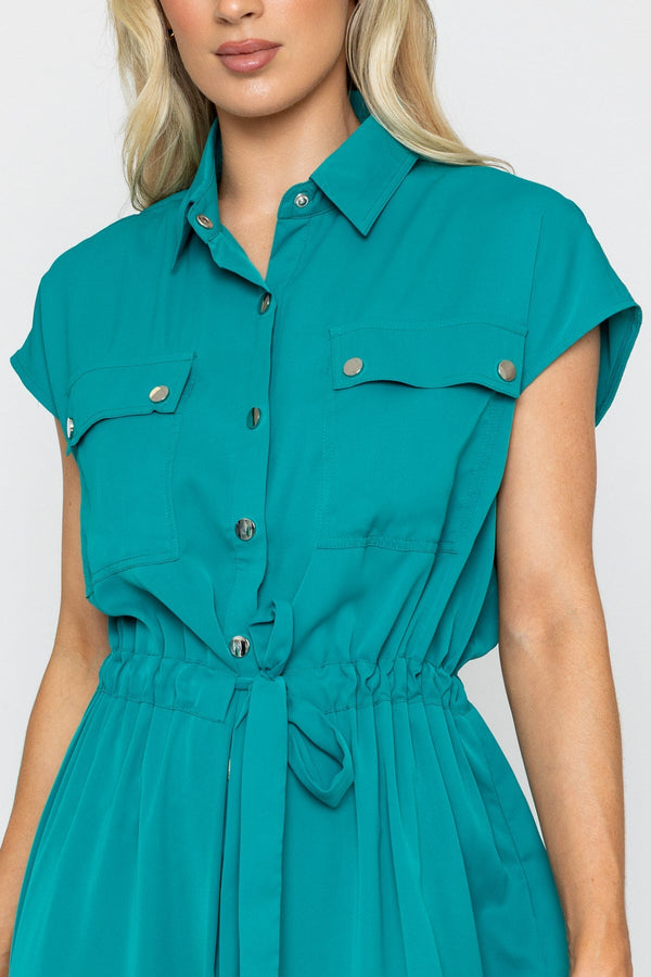 Carraig Donn Green Short Sleeves Utility Midi Dress