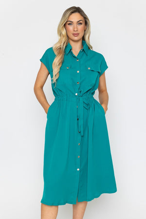 Carraig Donn Green Short Sleeves Utility Midi Dress