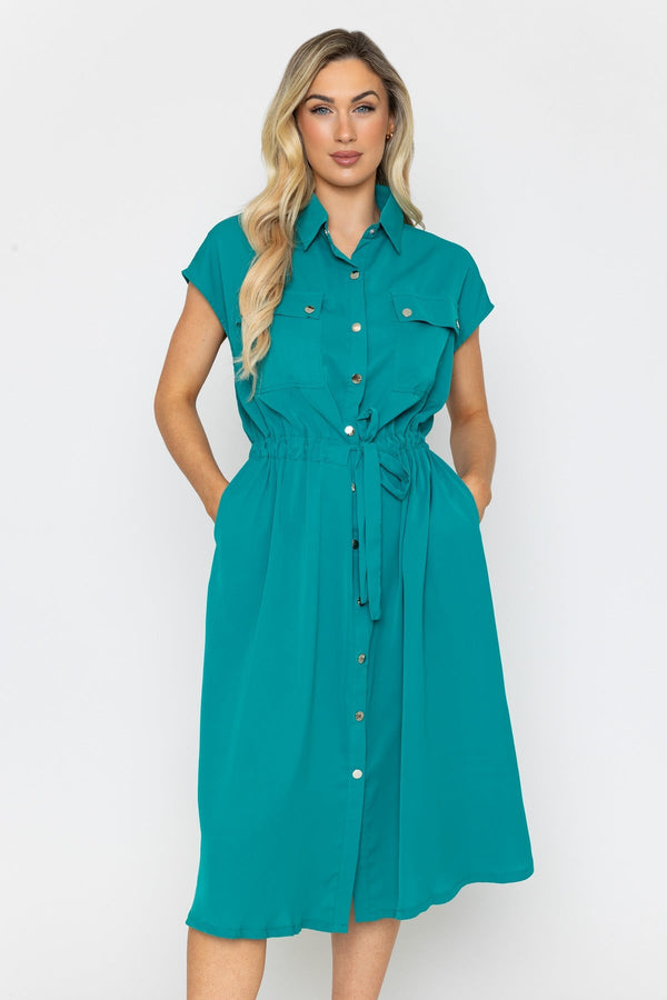 Carraig Donn Green Short Sleeves Utility Midi Dress