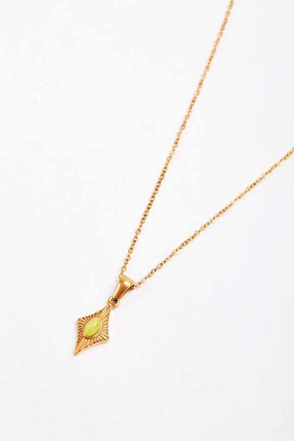 Carraig Donn Green Stone Diamond Pendant Necklace
