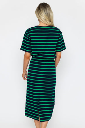 Carraig Donn Green Striped French Terry Cotton Skirt