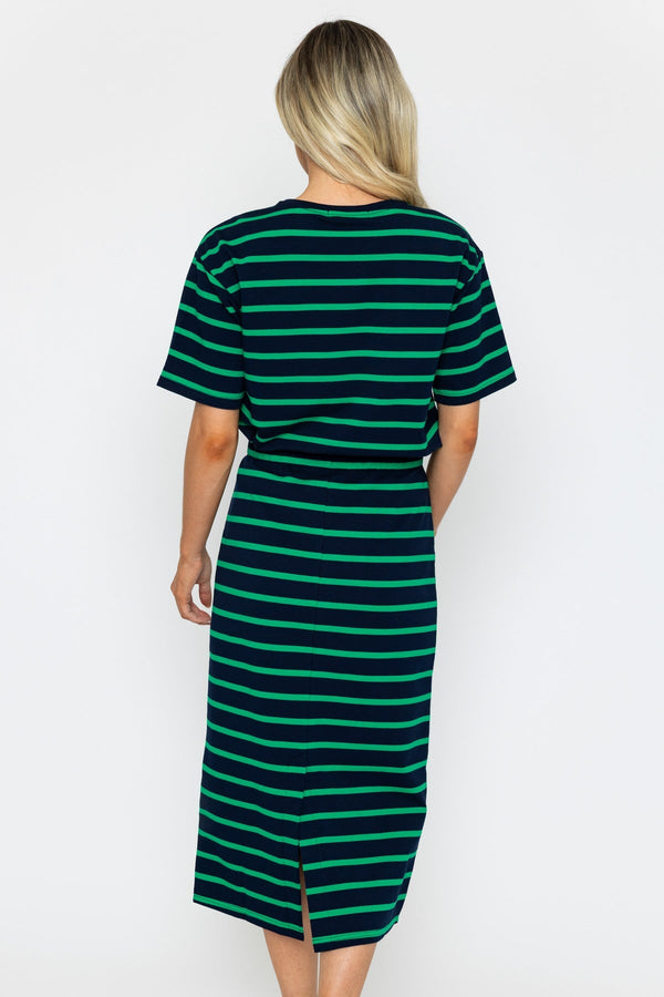 Carraig Donn Green Striped French Terry Cotton Skirt