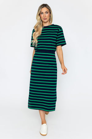 Carraig Donn Green Striped French Terry Cotton Skirt