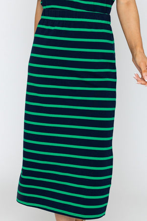 Carraig Donn Green Striped French Terry Cotton Skirt