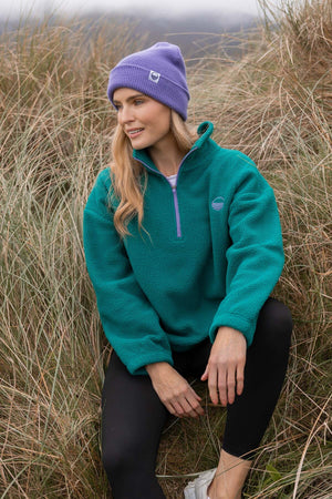 Carraig Donn Green Teddy Fleece With Contrast Zip