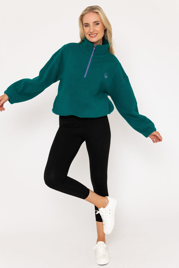 Carraig Donn Green Teddy Fleece With Contrast Zip