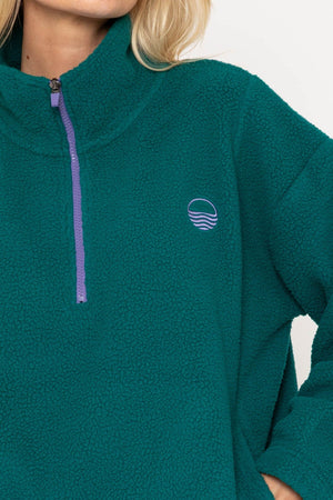 Carraig Donn Green Teddy Fleece With Contrast Zip