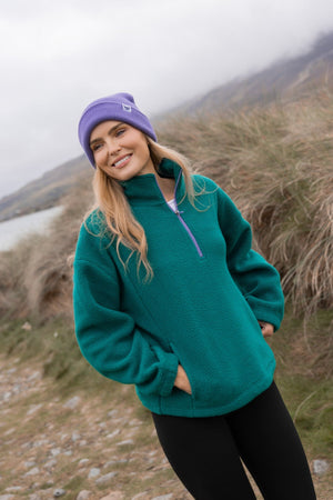 Carraig Donn Green Teddy Fleece With Contrast Zip
