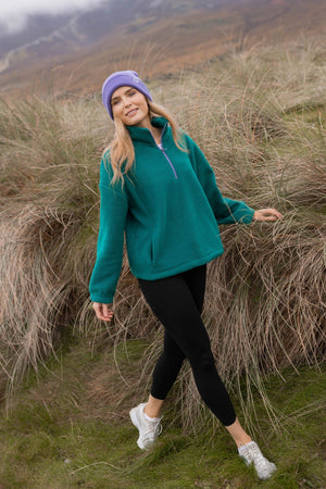 Carraig Donn Green Teddy Fleece With Contrast Zip
